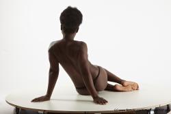 Underwear Woman Black Sitting poses - ALL Average medium brown Sitting poses - simple Standard Photoshoot Pinup